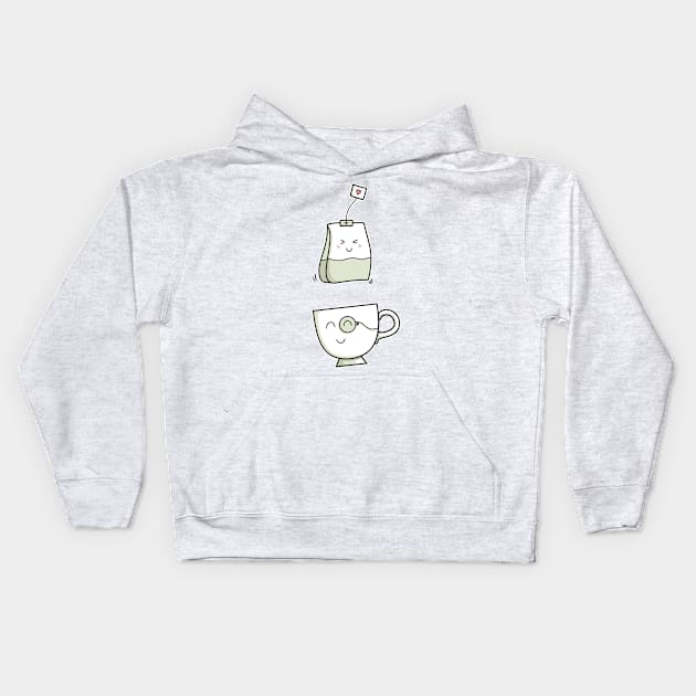 Cute Kawaii Love Tea (version 2) Kids Hoodie by freeves